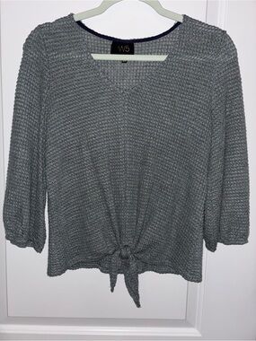 W5 Women's Green Knit Tie-Front Top